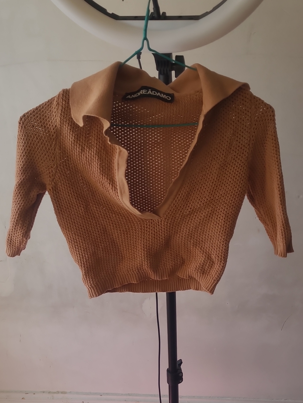 ANDREADAMO Knit Mesh Crop Top
